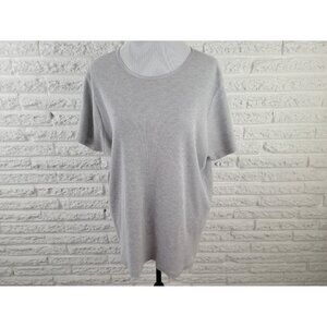 Woman Within Womens Top 2X Plus Short Sleeve Pullover Solid Gray Stretchy GRA66E